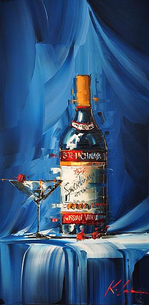 Wine in blue Kal Gajoum textured Oil Paintings